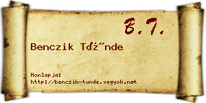 Benczik Tünde névjegykártya